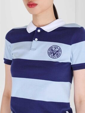 A.P.C. x Marc Jacobs The Shrunken Polo Women’s L Blue Stripe Cotton Collab